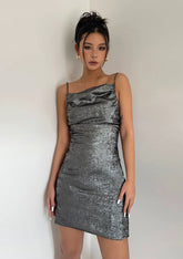 Colin Slip Mini Dress Lurex