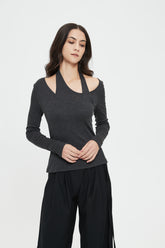 Phoenix Ultra Soft Halter Neck Knit Top