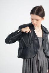 Sylvia Cropped Jacket In Black - Fronts Australia