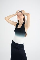 Halter Neck Knit Top in Smudge Print - Fronts Australia