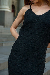 Lily Tassel V-neck Slip Dress In Black - Fronts Australia