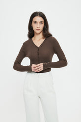 Camile Wool Ribbed Cardigan