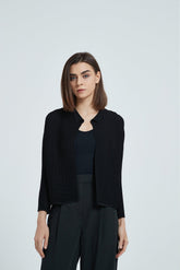 Pleats Collared Jacket in Black - Fronts Australia