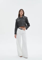 Michaela Leather Cropped Jacket