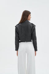 Michaela Leather Cropped Jacket