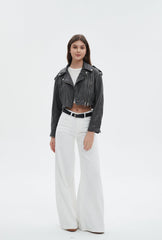 Michaela Leather Cropped Jacket