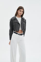 Michaela Leather Cropped Jacket