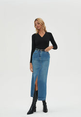 Christa Denim Maxi Skirt