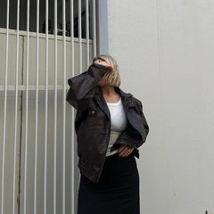 Teresa Leather Jacket in Reddish Brown