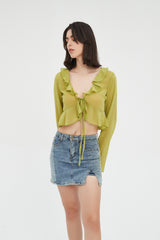 Sonia Ruffle Tie Front Top