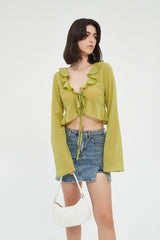 Sonia Ruffle Tie Front Top