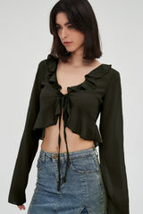 Sonia Ruffle Tie Front Top