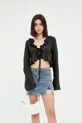 Sonia Ruffle Tie Front Top