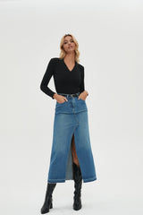 Christa Denim Maxi Skirt