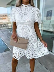 Larisa Lace Bubble Sleeve Mini Dress