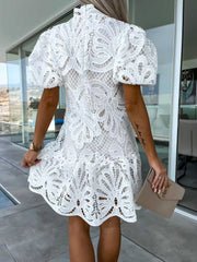 Larisa Lace Bubble Sleeve Mini Dress