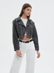 Michaela Leather Cropped Jacket