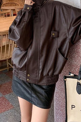 Teresa Leather Jacket in Reddish Brown