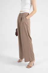 Contrast Color Waistband Trousers In Almond - Fronts Australia 