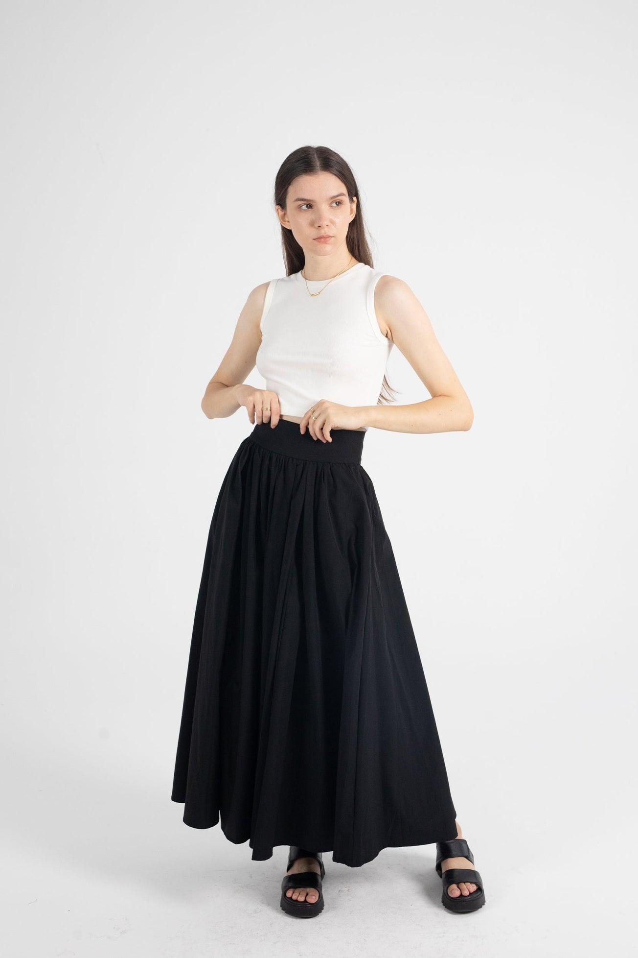 High Waist Gathered Maxi Skirt - Fronts Australia 