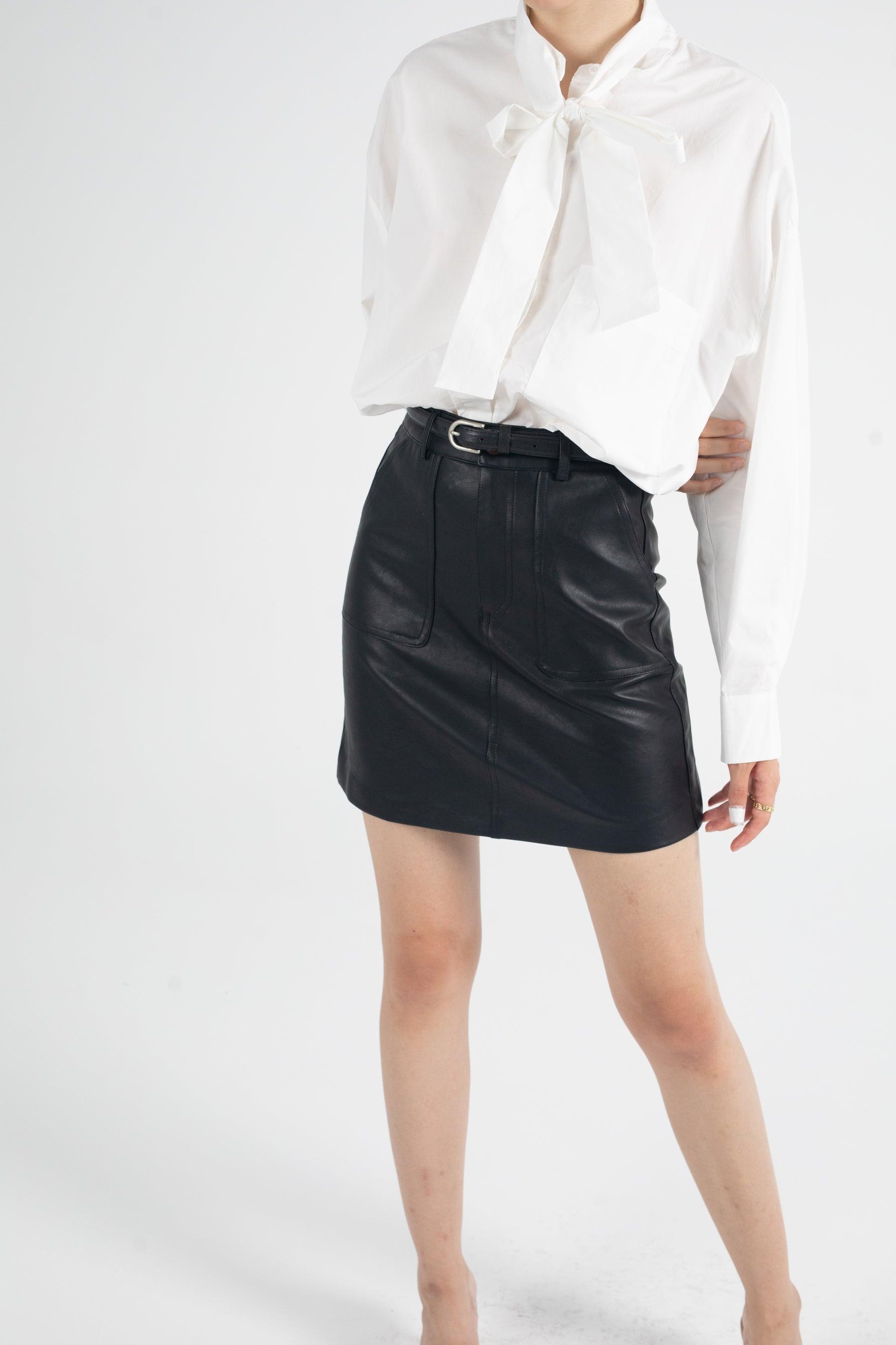 Leather Slant Pocket Mini Skirt - Fronts Australia 