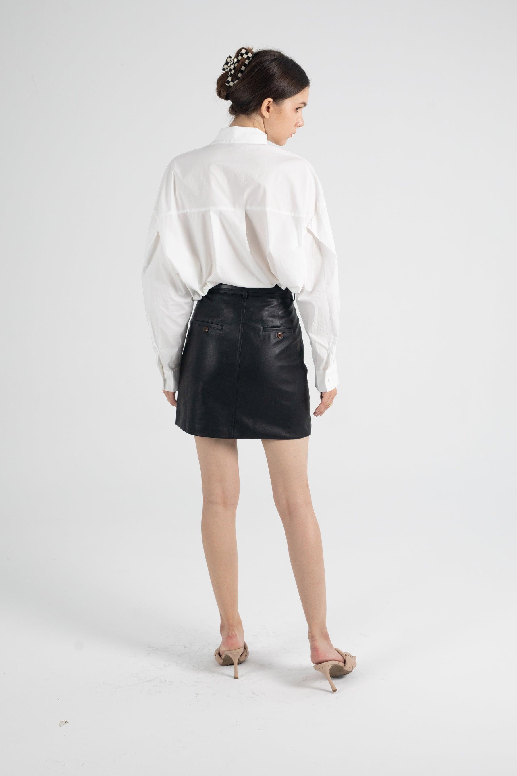 Leather Slant Pocket Mini Skirt - Fronts Australia 