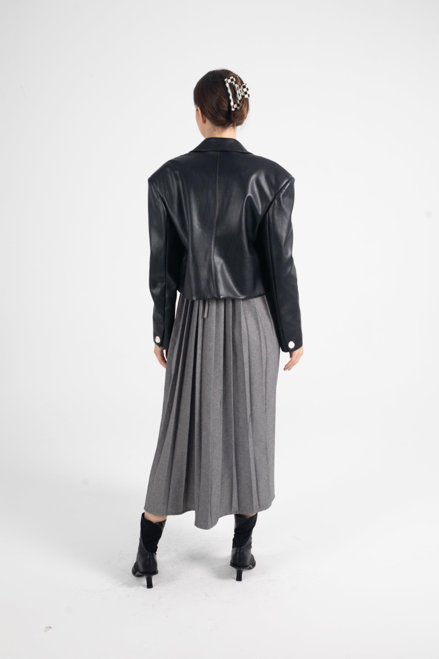 Sylvia Cropped Jacket In Black - Fronts Australia 