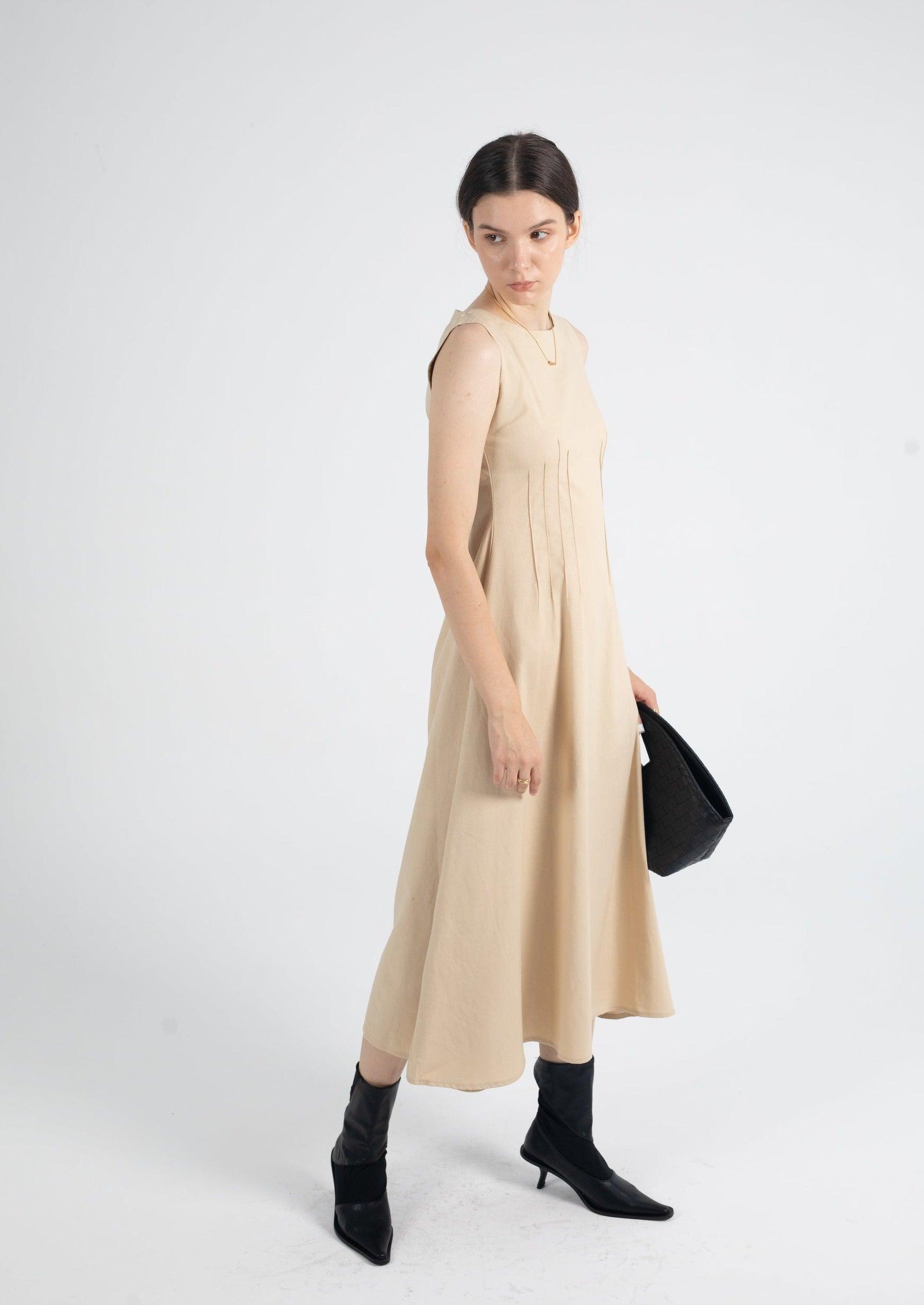 Nico Pin Tuck Sleeveless Midi Dress-BESTSELLER - Fronts Australia 