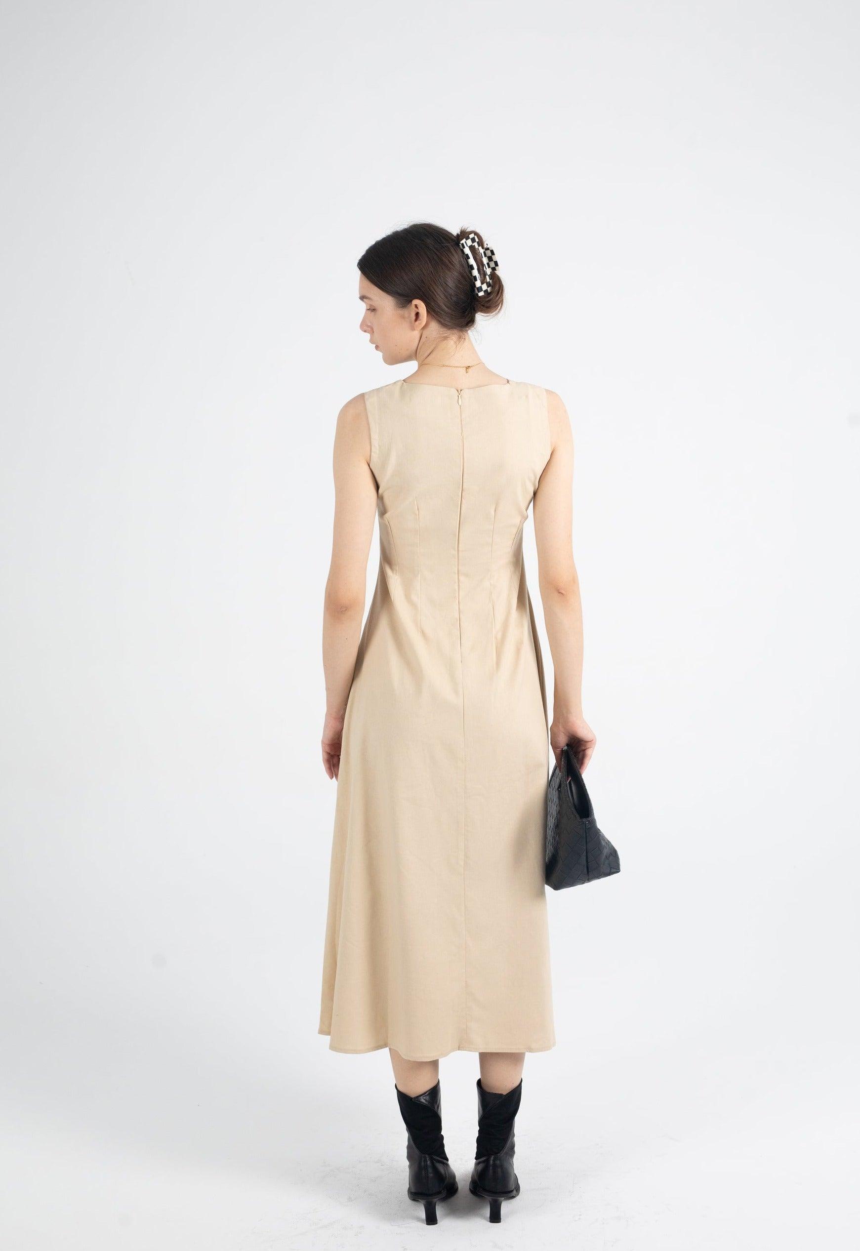 Nico Pin Tuck Sleeveless Midi Dress-BESTSELLER - Fronts Australia 