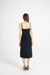 Mia Piping Trim Midi Dress In Black - Fronts Australia 