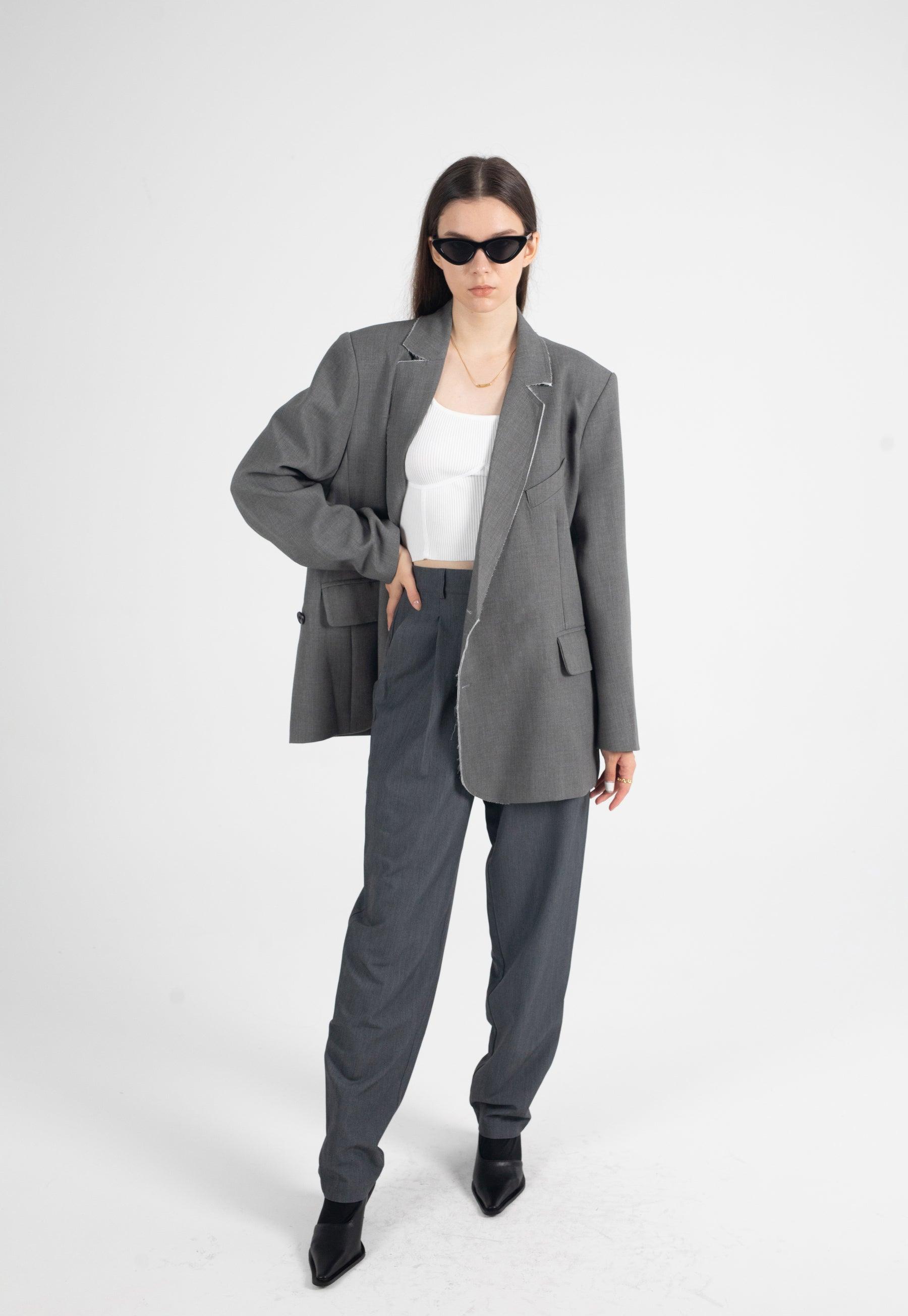 Suit Tapered Pants in Grey Marl - Fronts Australia 