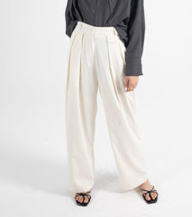 Tilly Textured Straight Leg Trousers In Ivory - Fronts Australia 