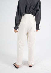 Tilly Textured Straight Leg Trousers In Ivory - Fronts Australia 