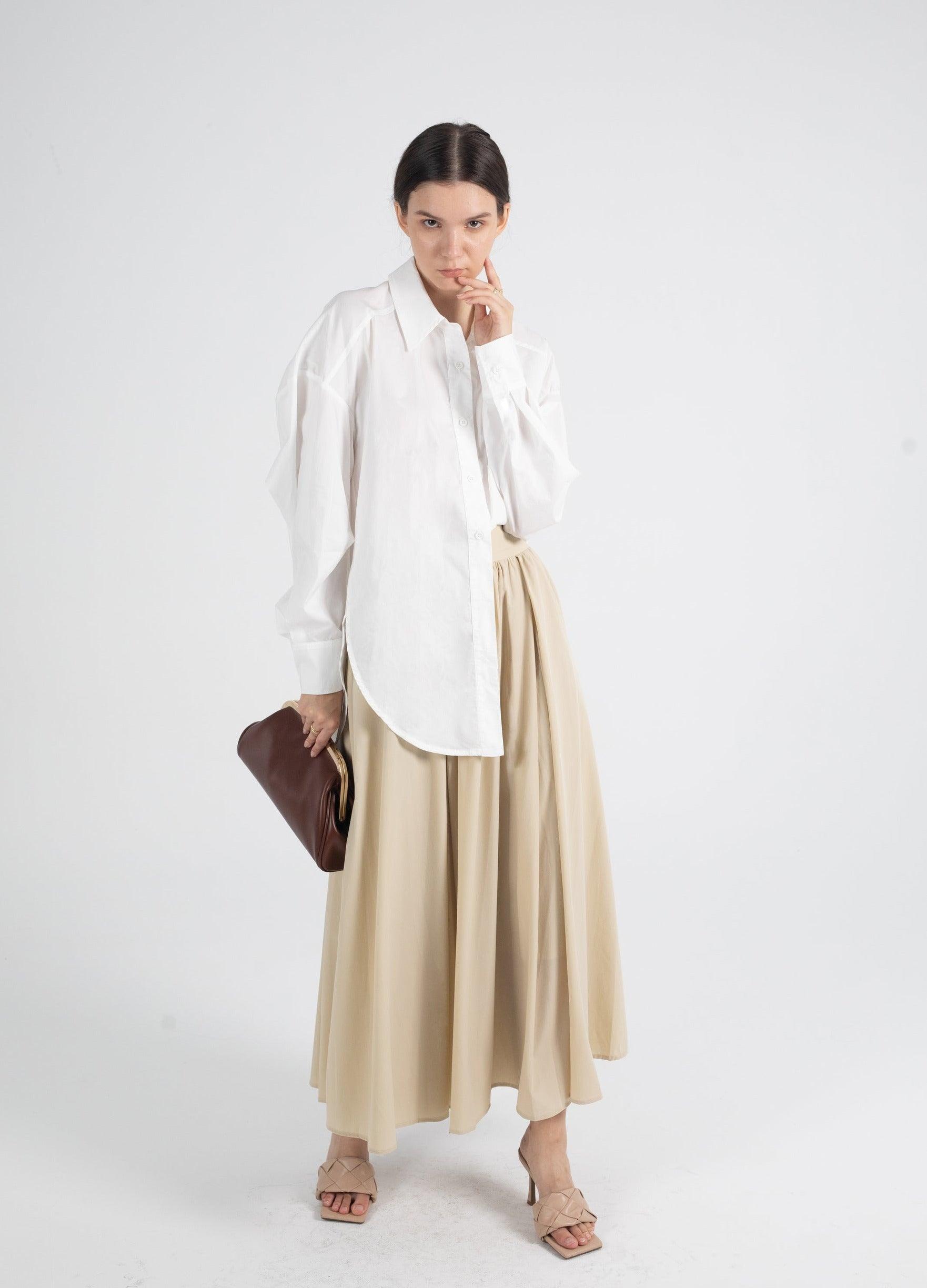 High Waist Gathered Maxi Skirt - Fronts Australia 