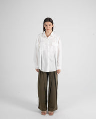 Pleat Trousers In Olive - Fronts Australia 