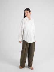 Oversized White Shirt With Flap Pockets - Fronts Australia 