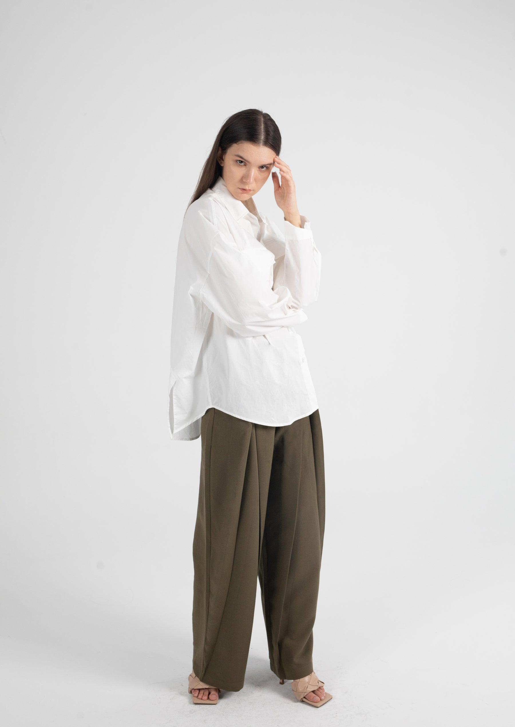 Oversized White Shirt With Flap Pockets - Fronts Australia 