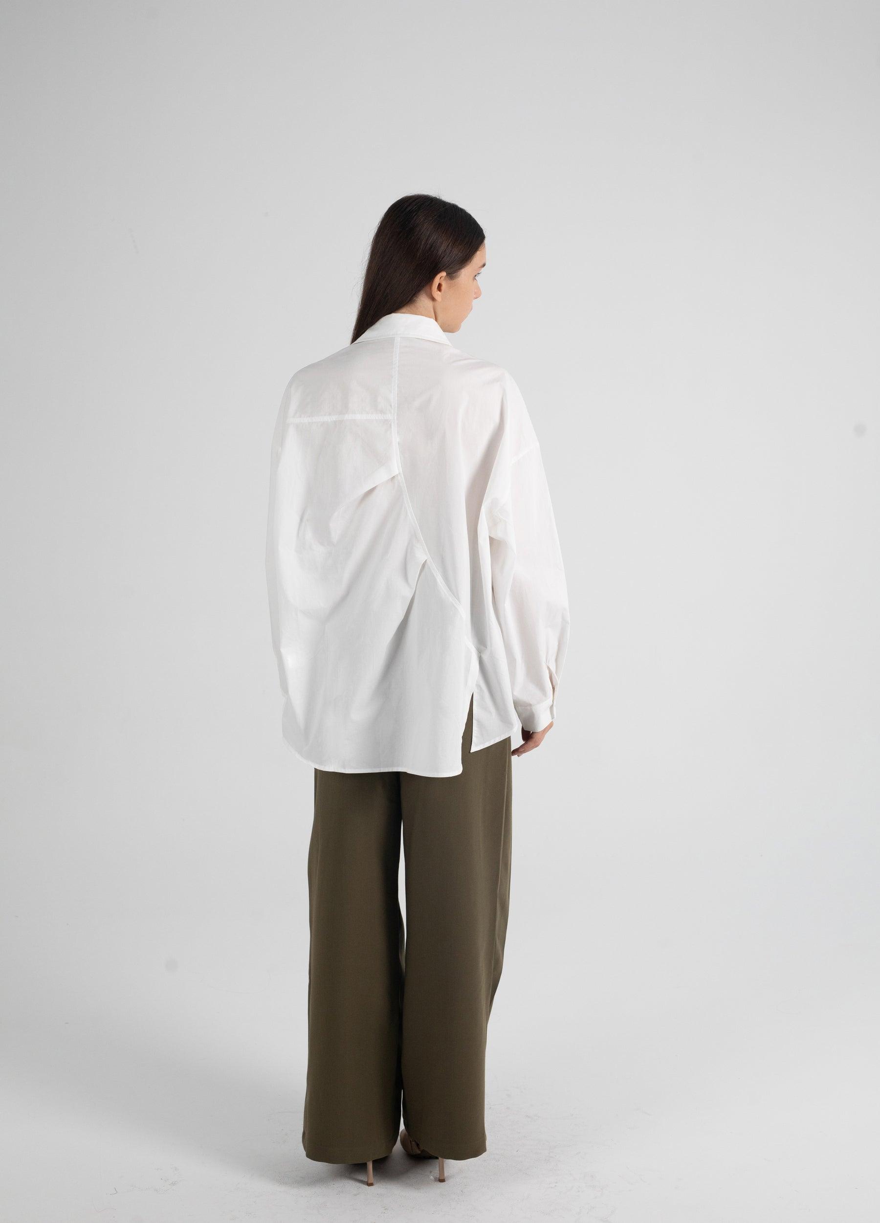 Oversized White Shirt With Flap Pockets - Fronts Australia 