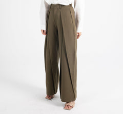 Pleat Trousers In Olive - Fronts Australia 