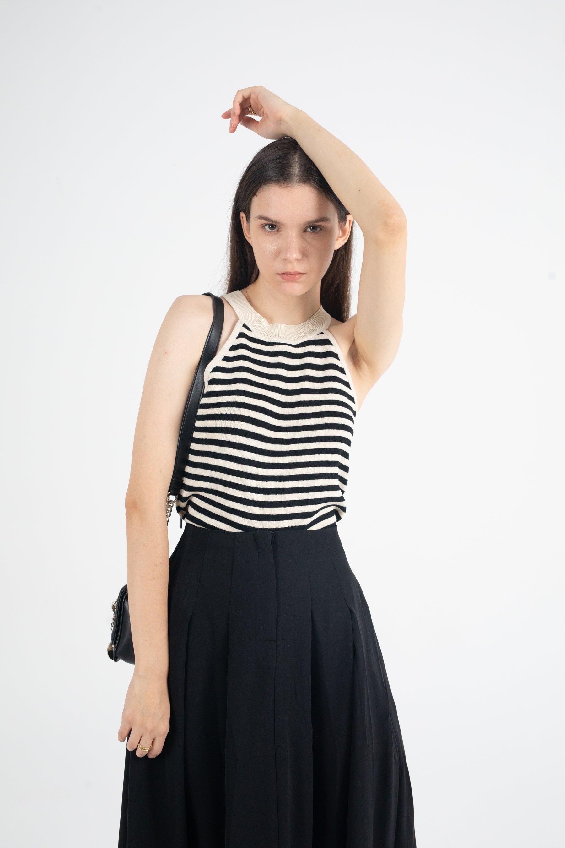 Stripe Halter Neck Jersey Tank - Fronts Australia 