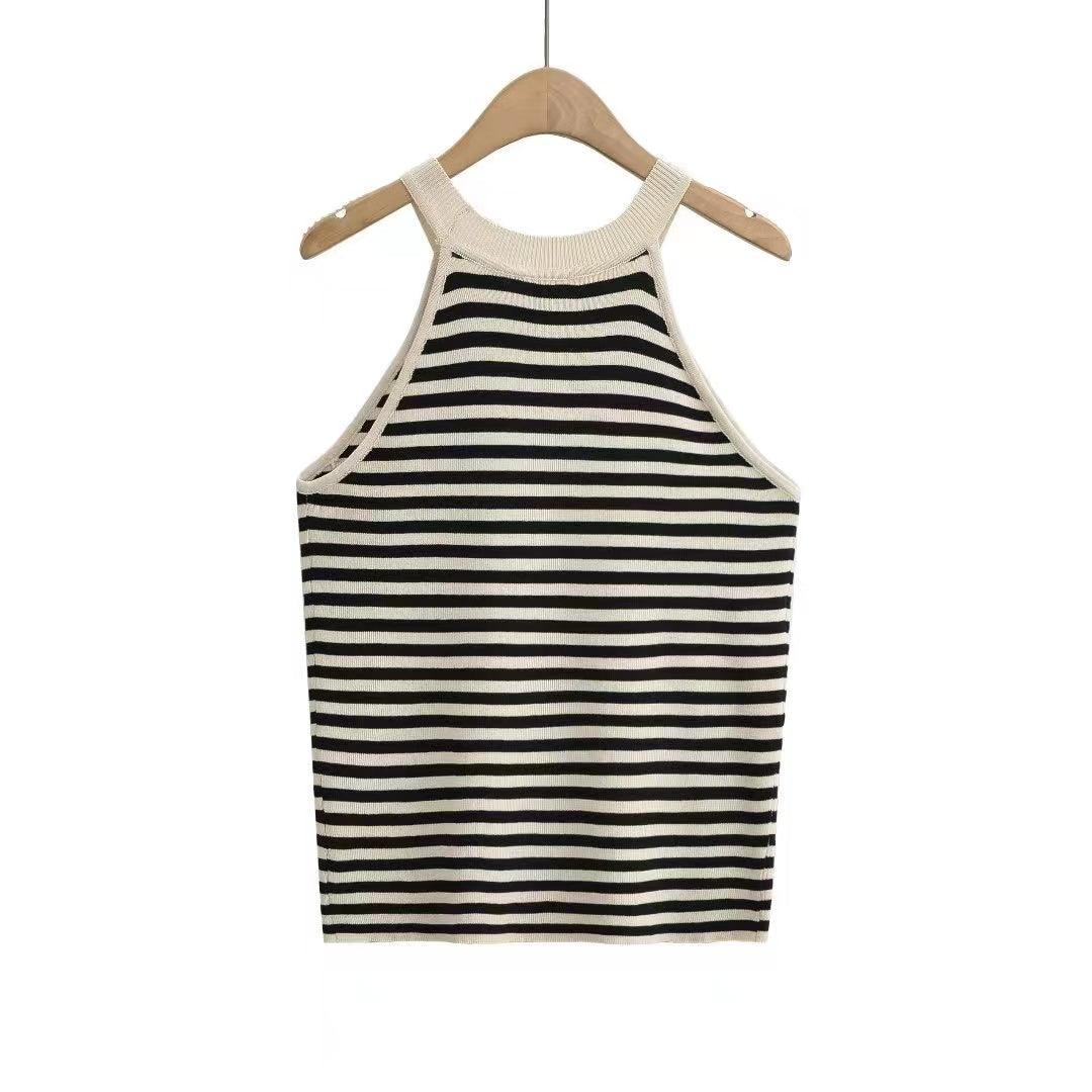 Stripe Halter Neck Jersey Tank - Fronts Australia 