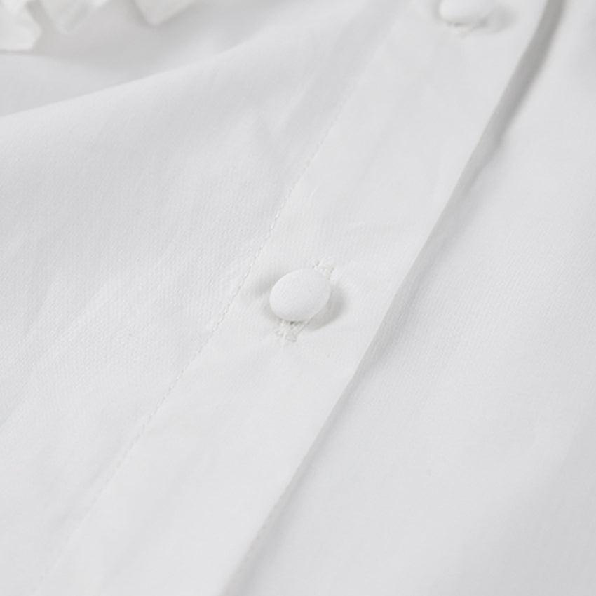 Peter Pan Collar Lantern Sleeve Shirt In White - Fronts Australia 