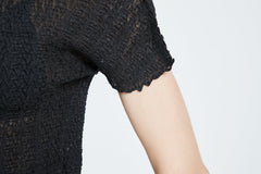 Mock neck Pleated Top In Black - Fronts Australia 