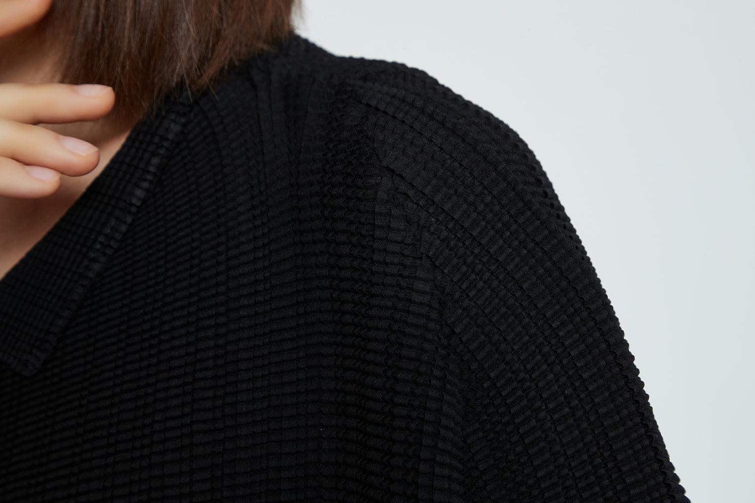 Pleats Collared Jacket in Black - Fronts Australia 