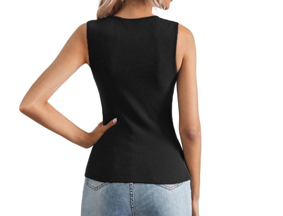 Square Neck Tank Top In Black - Fronts Australia 