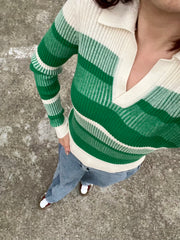 Jessica Striped Polo Wool Sweater