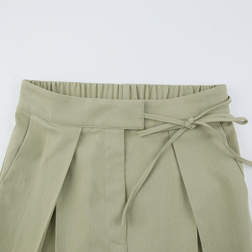 Wide Leg Trousers Wrap Detail in Olive - Fronts Australia 