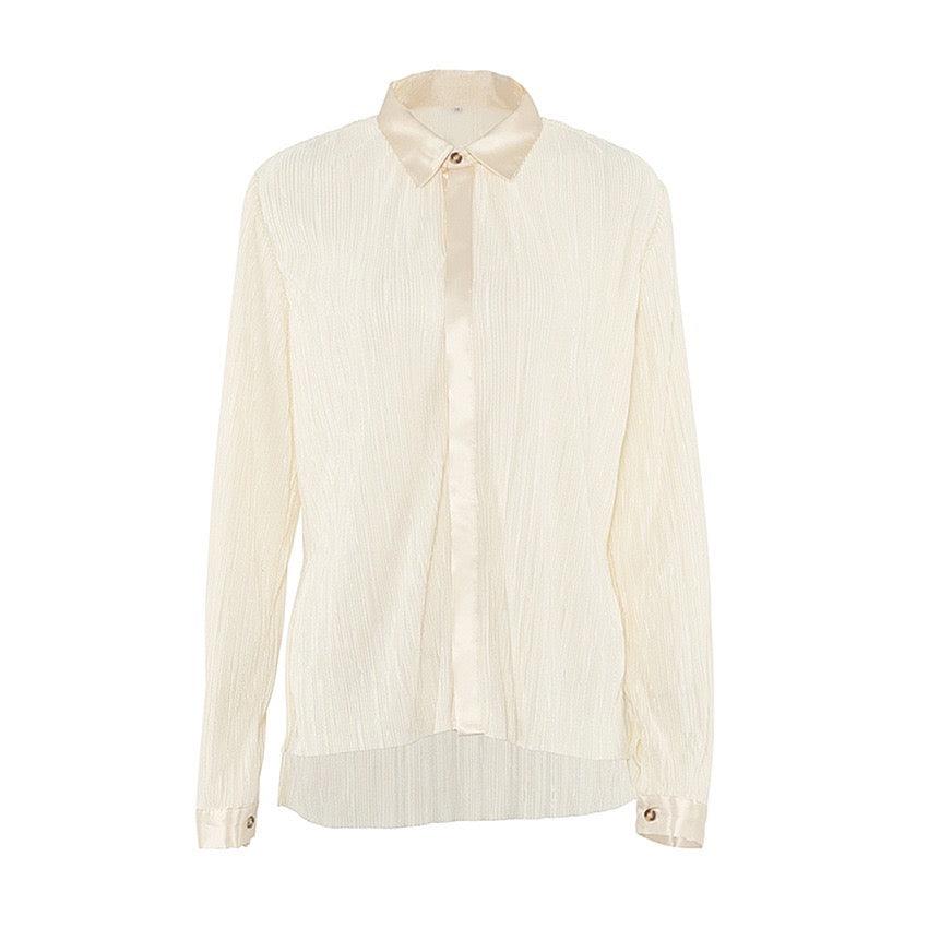 Plisse Shirt In Pastel Yellow - Fronts Australia 