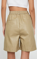 Victoria Pleated Leather Shorts