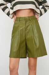 Victoria Pleated Leather Shorts